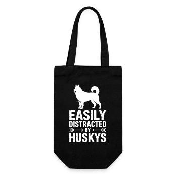 Husky Sprüche Huskies Lustiges Husky Geschenk - Geschenkbeutel für Flaschen - Schwarz - Vorne
