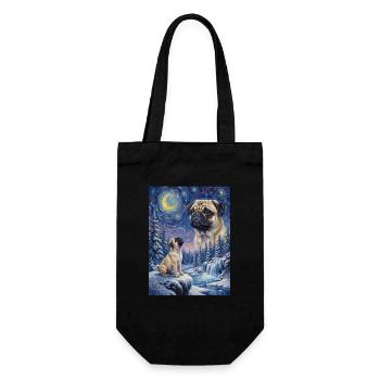 Howling to the Moon Meme Hund Mops - Geschenkbeutel für Flaschen - Schwarz - Vorne