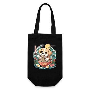 Kawaii Puppy Ramen Waves たのろ稲朔 Sunrise Bowl - Gift Bag for Bottles - black - Front