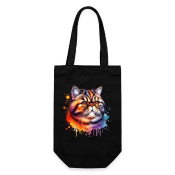 Motif exotique du chat à poil court - Sac à bouteille - noir - Devant