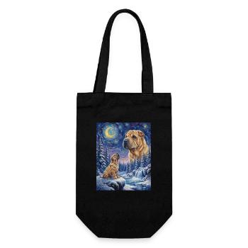 Howling to the Moon Meme Dog Shar Pei - Gift Bag for Bottles - black - Front