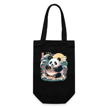 Kawaii Panda Ramen-Liebhaber süße Anime-Wellen - Geschenkbeutel für Flaschen - Schwarz - Vorne