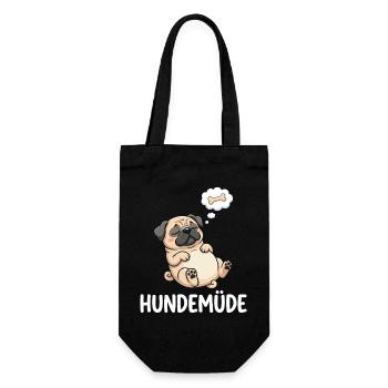 Hundemüde Traum-Pug Knochen - Geschenkbeutel für Flaschen - Schwarz - Vorne