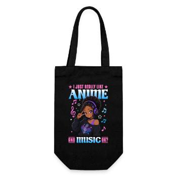 Anime and Music Chibi Black Girl - Gift Bag for Bottles - black - Front