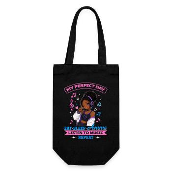 Anime and Music Chibi Black Girl - Gift Bag for Bottles - black - Front