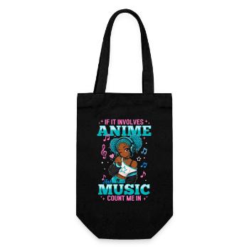Anime and Music Chibi Black Girl - Gift Bag for Bottles - black - Front
