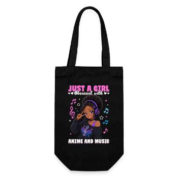 Anime and Music Chibi Black Girl - Gift Bag for Bottles - black - Front