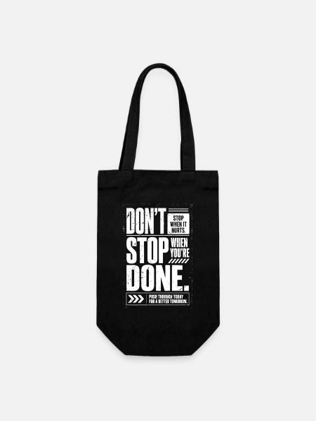 don't stop when it hurts stop when you're done - Geschenkbeutel für Flaschen - Schwarz