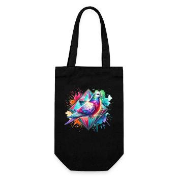 Motif de colombe diamantée - Sac à bouteille - noir - Devant