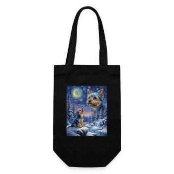 Hurlement vers la Lune Mème Chien Yorkshire Terrier - Sac à bouteille - noir - Devant