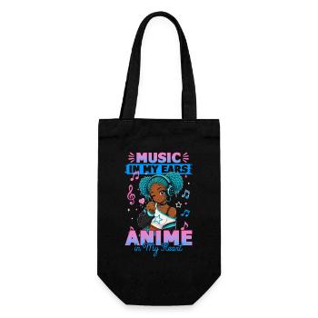 Anime and Music Chibi Black Girl - Gift Bag for Bottles - black - Front