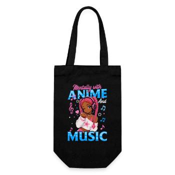 Anime and Music Chibi Black Girl - Gift Bag for Bottles - black - Front