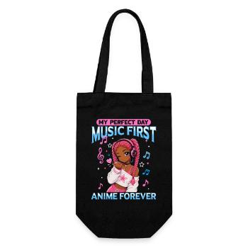 Anime and Music Chibi Black Girl - Gift Bag for Bottles - black - Front