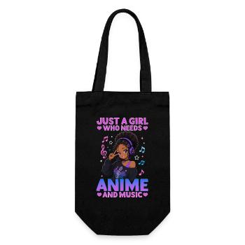 Anime and Music Chibi Black Girl - Gift Bag for Bottles - black - Front