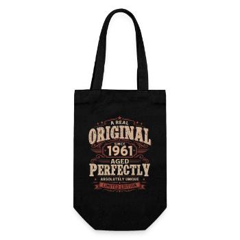 65th Birthday Gift Man Original Vintage 1961 - Gift Bag for Bottles - black - Front