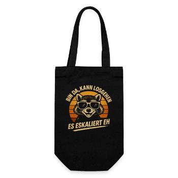 Kann Losgehen Es Eskaliert Eh Waschbär Party  - Geschenkbeutel für Flaschen - Schwarz - Vorne