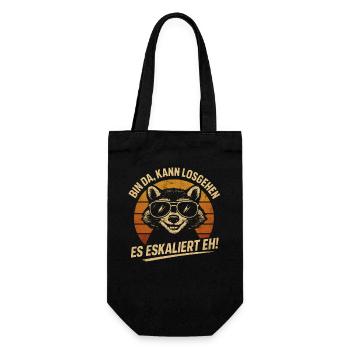 Kann Losgehen Es Eskaliert Eh Waschbär Party  - Geschenkbeutel für Flaschen - Schwarz - Vorne