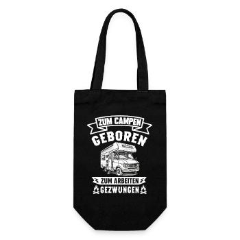 Zum Campen geboren zum Arbeiten gezwungen Camping  - Geschenkbeutel für Flaschen - Schwarz - Vorne