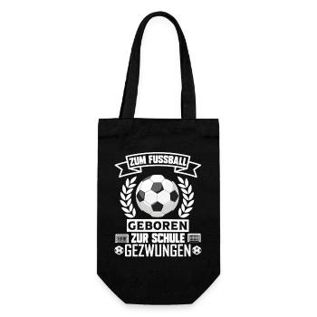Zum Fussball geboren zur Schule gezwungen Fußball - Geschenkbeutel für Flaschen - Schwarz - Vorne
