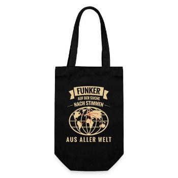 Funker – Auf der Suche nach Stimmen aus aller Welt - Geschenkbeutel für Flaschen - Schwarz - Vorne