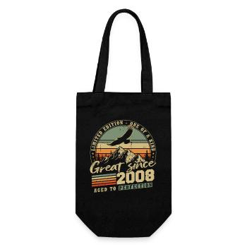 2008 Vintage Jahrgang Geburtstag Retro - Geschenkbeutel für Flaschen - Schwarz - Vorne