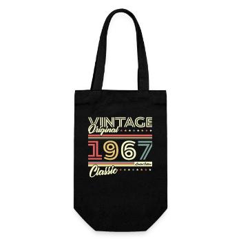 60 Jahre 1967 Vintage Retro Geburtstagsgeschenk - Geschenkbeutel für Flaschen - Schwarz - Vorne