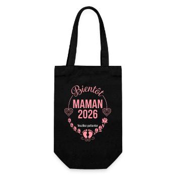 Bientôt Maman 2026 Veuillez Patienter Grossesse - Sac à bouteille - noir - Devant