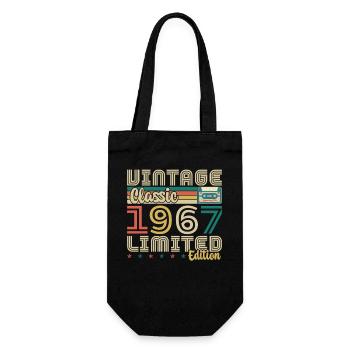 60 Jahre 1967 Vintage Retro Geburtstagsgeschenk - Geschenkbeutel für Flaschen - Schwarz - Vorne