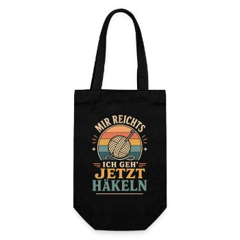 Mir Reichts Ich Geh Jetzt Häkeln Vintage Spruch - Geschenkbeutel für Flaschen - Schwarz - Vorne