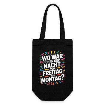 Nacht von Freitag auf Montag Filmriss Party JGA - Geschenkbeutel für Flaschen - Schwarz - Vorne