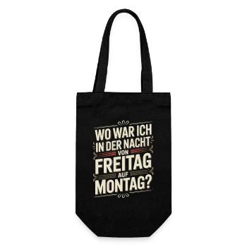 Nacht von Freitag auf Montag Filmriss Party JGA - Geschenkbeutel für Flaschen - Schwarz - Vorne