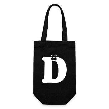 Large D Style Print | Letter D funny D logo - Gift Bag for Bottles - black - Front