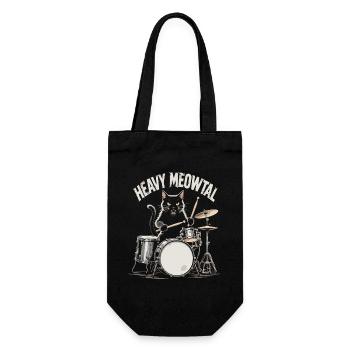 Heavy Meowtal Cat Drummer - Gift Bag for Bottles - black - Front