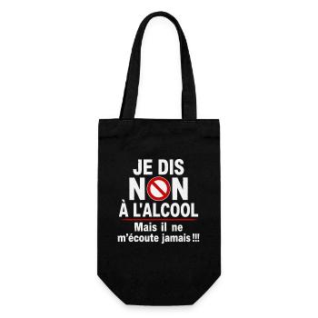 Alcool Cadeau humour personnalisé - Sac à bouteille - noir - Devant