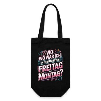 Nacht von Freitag auf Montag Filmriss Party JGA - Geschenkbeutel für Flaschen - Schwarz - Vorne