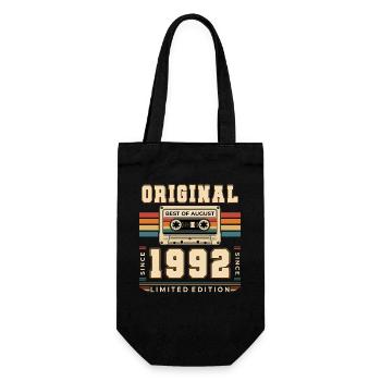 34th Birthday Gift August Vintage 1992 - Gift Bag for Bottles - black - Front