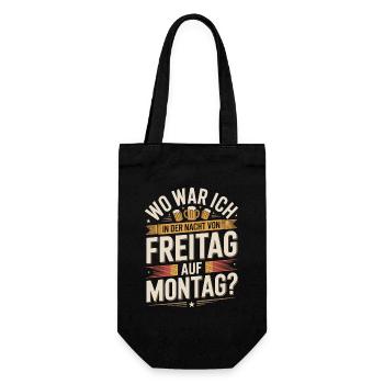 Nacht von Freitag auf Montag Filmriss Party JGA - Geschenkbeutel für Flaschen - Schwarz - Vorne
