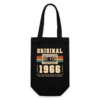 60th Birthday Gift August Vintage 1966 - Gift Bag for Bottles - black - Front