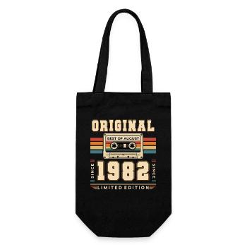 44th Birthday Gift August Vintage 1982 - Gift Bag for Bottles - black - Front