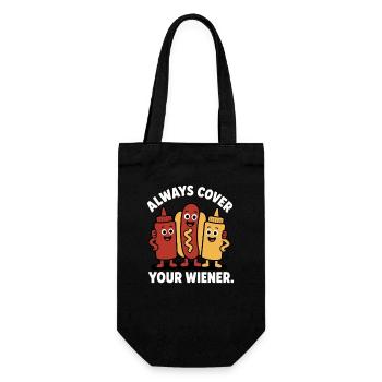 Always cover the Viennese! Funny hot dog - Gift Bag for Bottles - black - Front