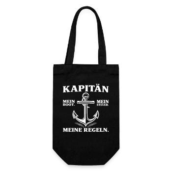 Kapitän Mein Boot Meine Regeln - Geschenkbeutel für Flaschen - Schwarz - Vorne