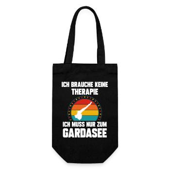 Ich brauche keine Therapie ich muss zum Gardasee - Geschenkbeutel für Flaschen - Schwarz - Vorne