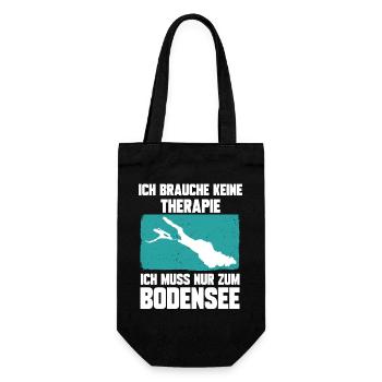 Ich brauche keine Therapie ich muss zum Bodensee - Geschenkbeutel für Flaschen - Schwarz - Vorne