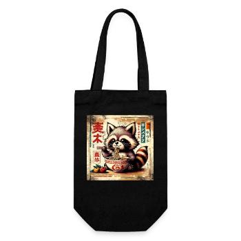 Waschbär Ramen Vintage Poster Style - Geschenkbeutel für Flaschen - Schwarz - Vorne