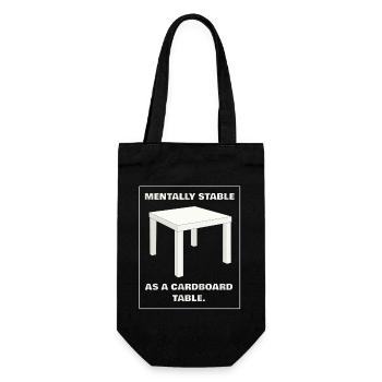 MENTALLY STABLE AS A CARDBOARD TABLE - weiß - Geschenkbeutel für Flaschen - Schwarz - Vorne