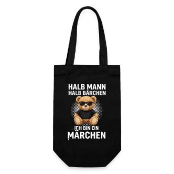 Halb Mann Halb Bärchen Märchenheld - Geschenkbeutel für Flaschen - Schwarz - Vorne