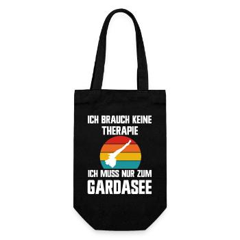 Ich brauche keine Therapie ich muss zum Gardasee - Geschenkbeutel für Flaschen - Schwarz - Vorne
