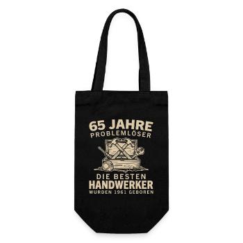 65 Jahre Problemlöser Jahrgang 1961 Handwerker - Geschenkbeutel für Flaschen - Schwarz - Vorne