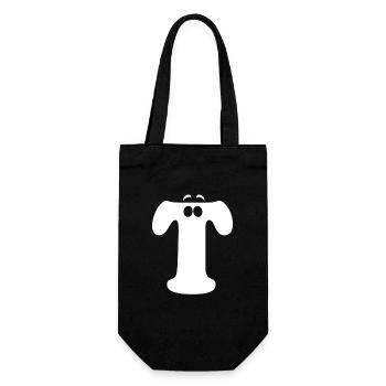 Large T Style Print | Letter T Funny T Logo - Gift Bag for Bottles - black - Front