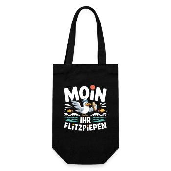 Moin Ihr Flitzpiepen Norddeutsch Hamburg Büro Moin - Geschenkbeutel für Flaschen - Schwarz - Vorne